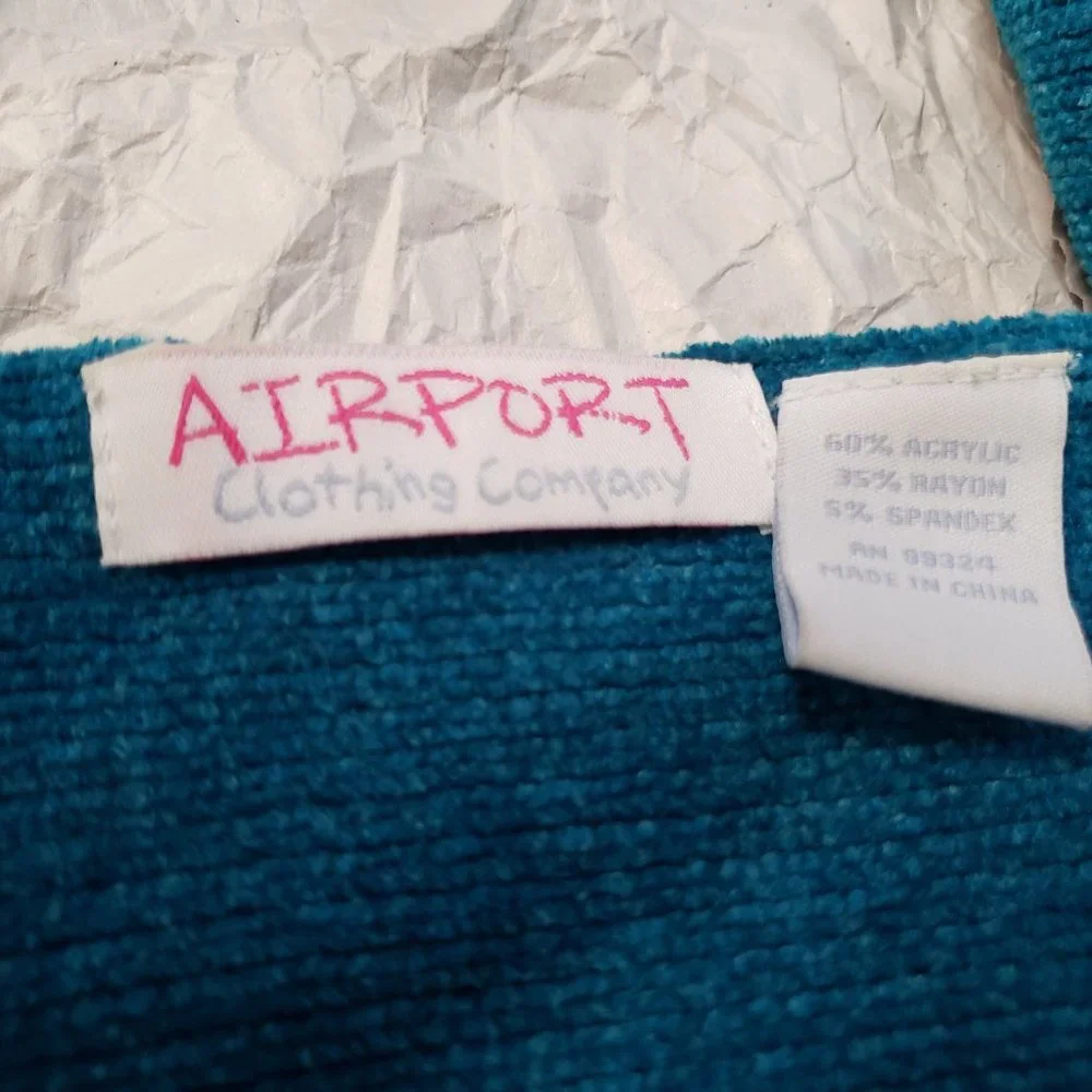 Airport Clothing Company Long Scarf ~ Teal and Poof Balls